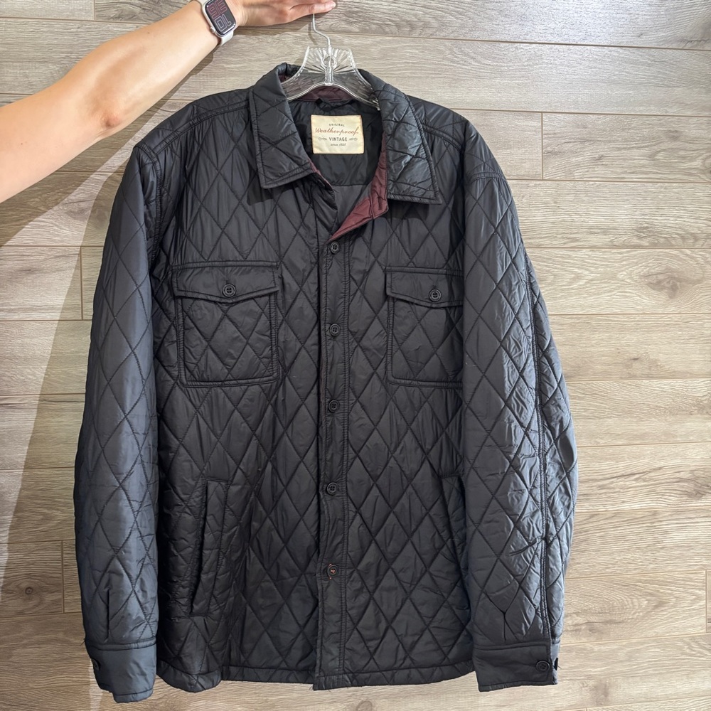 Weatherproof Black Quilted Jacket, Men’s Size M